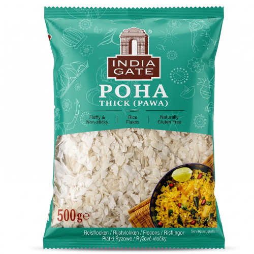 India Gate Poha / Powa / Flattened Rice - Thick (500g)