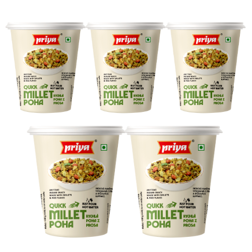 Priya Ready to Eat / Quick Millet Poha Cup (Bundle of 5 x 80g)