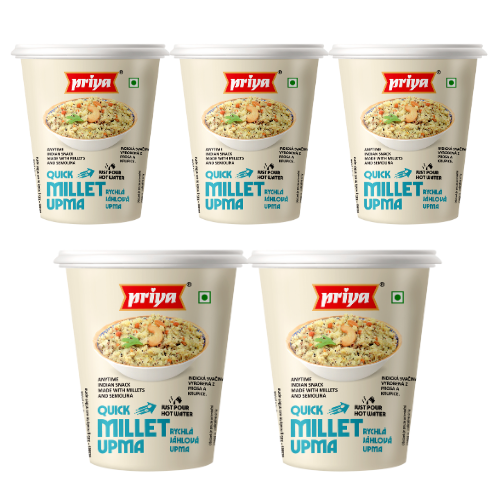 Priya Ready to Eat / Quick Millet Upma Cup (Bundle of 5 x 80g)