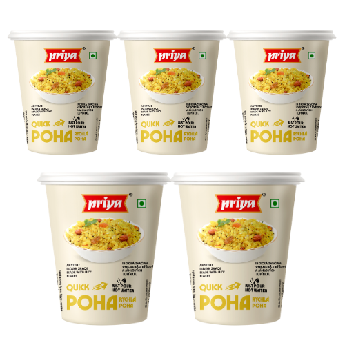 Priya Ready to Eat / Quick Poha Cup (Bundle of 5 x 80g)