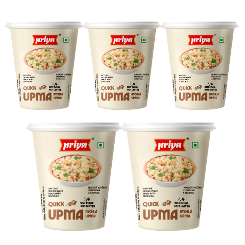 Priya Ready to Eat / Quick Vegetable Upma Cup (Bundle of 5 x 80g)