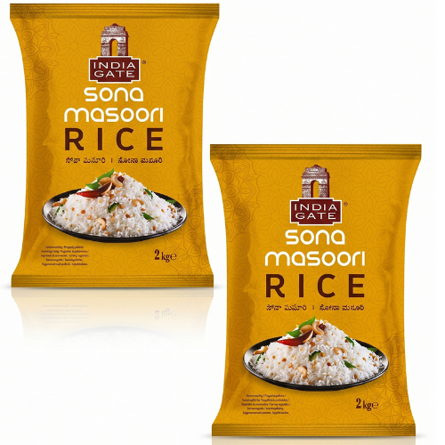 India Gate Sona Masoori Rice (Bundle of 2 x 2kg)