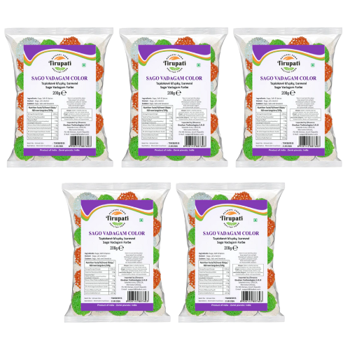 Tirupati Color Sago / Javvarisi vadagam (Bundle of 5 x 200g) - Sale Item [BBD: 27 February 2026]