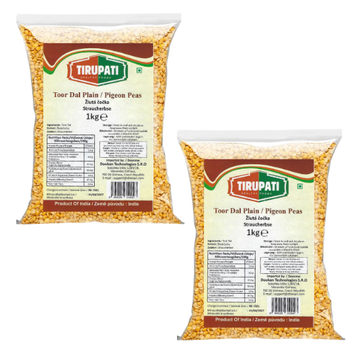 Tirupati Toor Dal Plain / Pigeon Peas (Bundle of 2 x 1kg)
