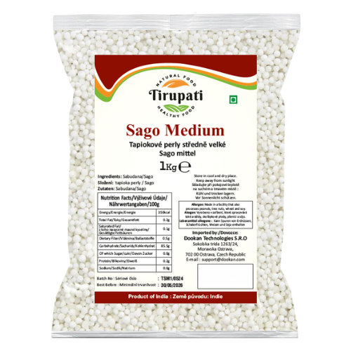 Tirupati Indian Sago Seeds / Sabudana Medium (1kg)