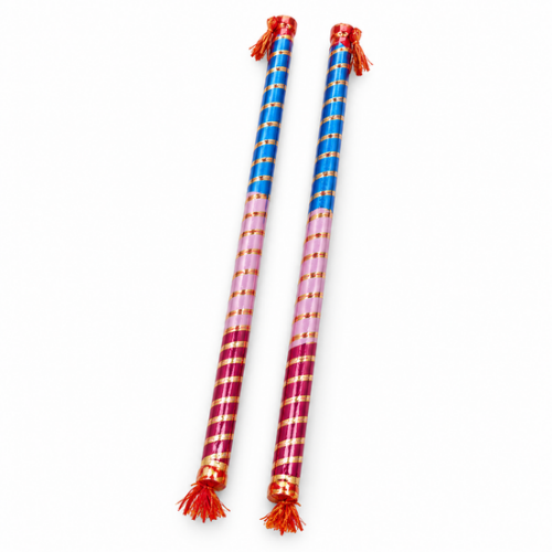Wooden Dandiya Sticks – Blue & Pink Sunset (1set)