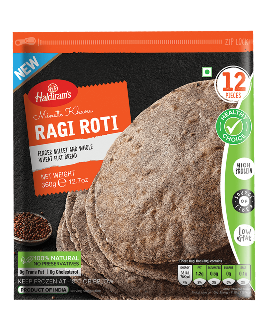 Haldiram's Ragi Roti (360g) - Frozen Item !!!