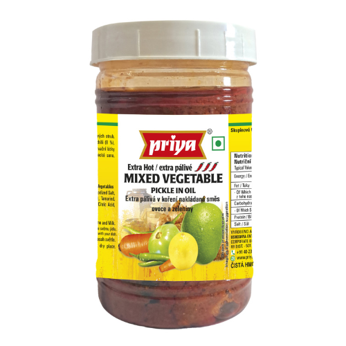 Priya Mixed Vegetable Pickle (Extra Hot) Without Garlic - PET JAR (300g)